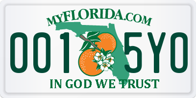 FL license plate 0015YO