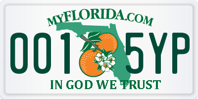 FL license plate 0015YP