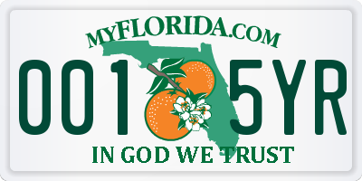 FL license plate 0015YR