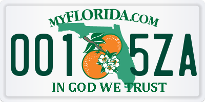 FL license plate 0015ZA