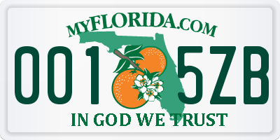 FL license plate 0015ZB