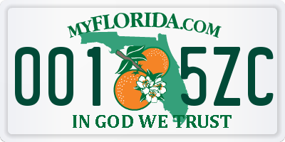 FL license plate 0015ZC