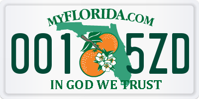 FL license plate 0015ZD