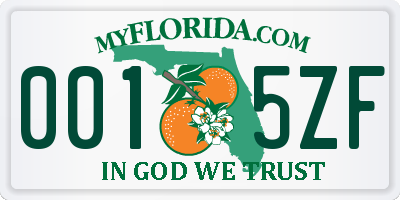 FL license plate 0015ZF