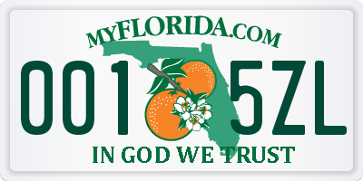 FL license plate 0015ZL