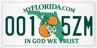 FL license plate 0015ZM