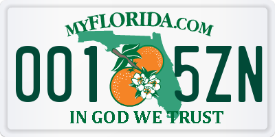 FL license plate 0015ZN