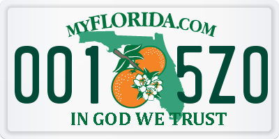 FL license plate 0015ZO