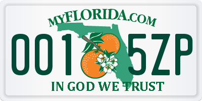 FL license plate 0015ZP