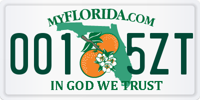 FL license plate 0015ZT