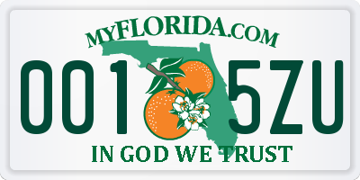 FL license plate 0015ZU
