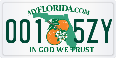 FL license plate 0015ZY