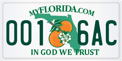 FL license plate 0016AC