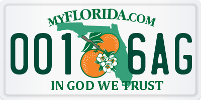 FL license plate 0016AG