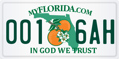 FL license plate 0016AH