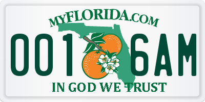 FL license plate 0016AM