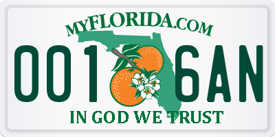 FL license plate 0016AN