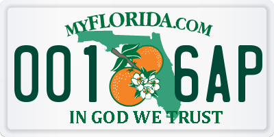 FL license plate 0016AP
