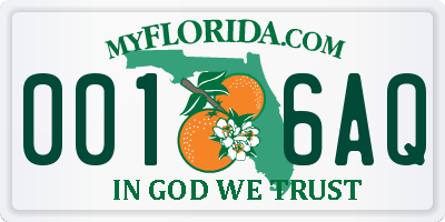 FL license plate 0016AQ