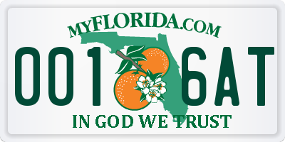 FL license plate 0016AT