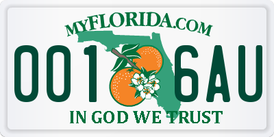 FL license plate 0016AU