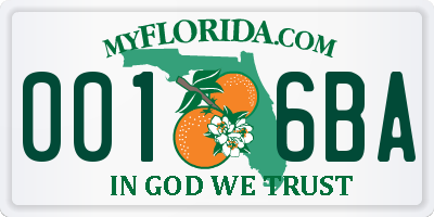 FL license plate 0016BA