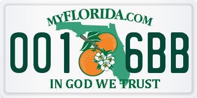 FL license plate 0016BB