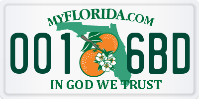 FL license plate 0016BD