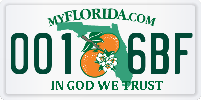FL license plate 0016BF