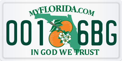 FL license plate 0016BG