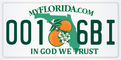 FL license plate 0016BI