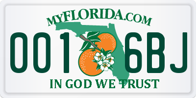 FL license plate 0016BJ