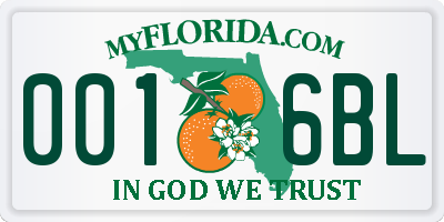 FL license plate 0016BL