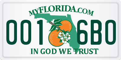 FL license plate 0016BO