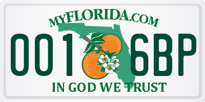 FL license plate 0016BP