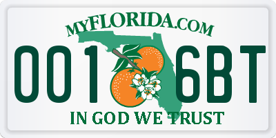 FL license plate 0016BT