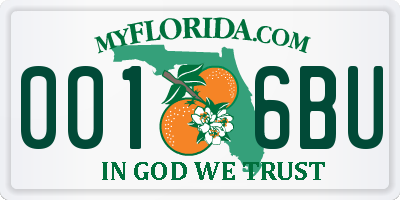 FL license plate 0016BU