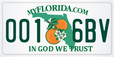 FL license plate 0016BV