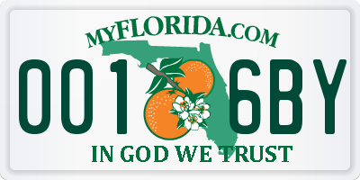 FL license plate 0016BY
