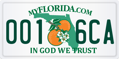 FL license plate 0016CA