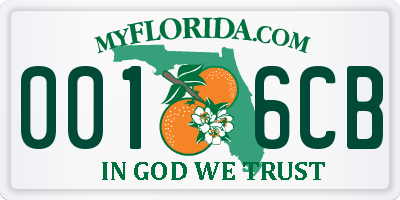 FL license plate 0016CB