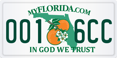 FL license plate 0016CC