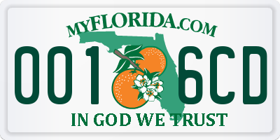 FL license plate 0016CD