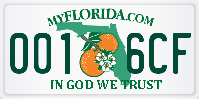 FL license plate 0016CF