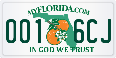 FL license plate 0016CJ