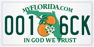 FL license plate 0016CK