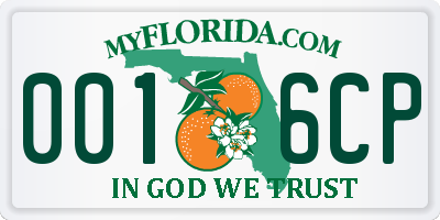 FL license plate 0016CP