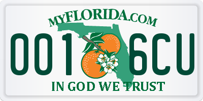 FL license plate 0016CU