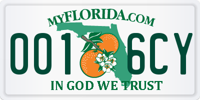 FL license plate 0016CY