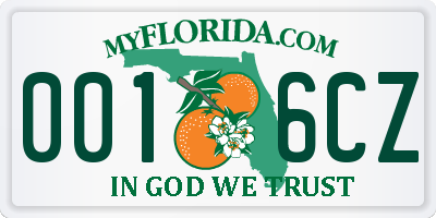 FL license plate 0016CZ
